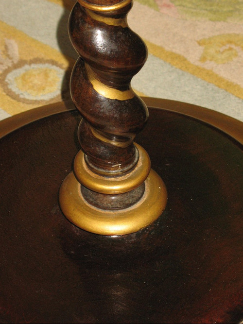 Napoleon III period pedestal table with cabaret top in varnished and gilded mahogany