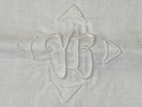 10 damask napkins decorated with garlands of roses initials YB early 20th century