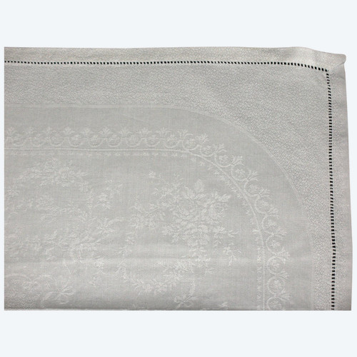 10 damask napkins decorated with garlands of roses initials YB early 20th century