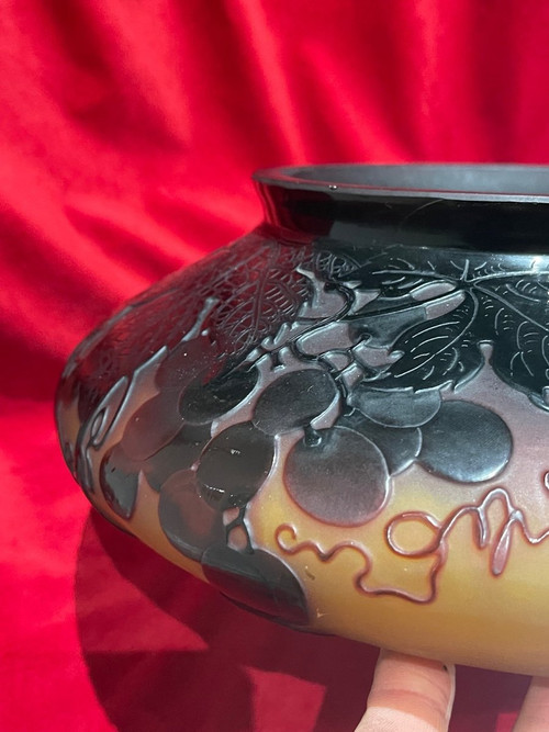 D 'argental Paul Nicolas Importante Coupe En Verre Dégagé à l'Acide Art Nouveau