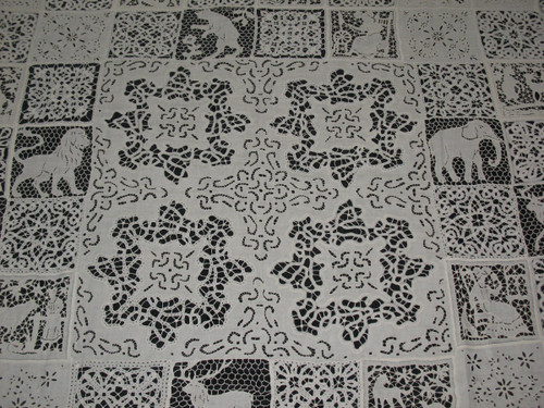 Tablecloth or bedspread in Luxeuil lace and Richelieu embroidery, 19th century