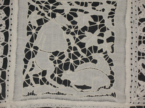 Tablecloth or bedspread in Luxeuil lace and Richelieu embroidery, 19th century
