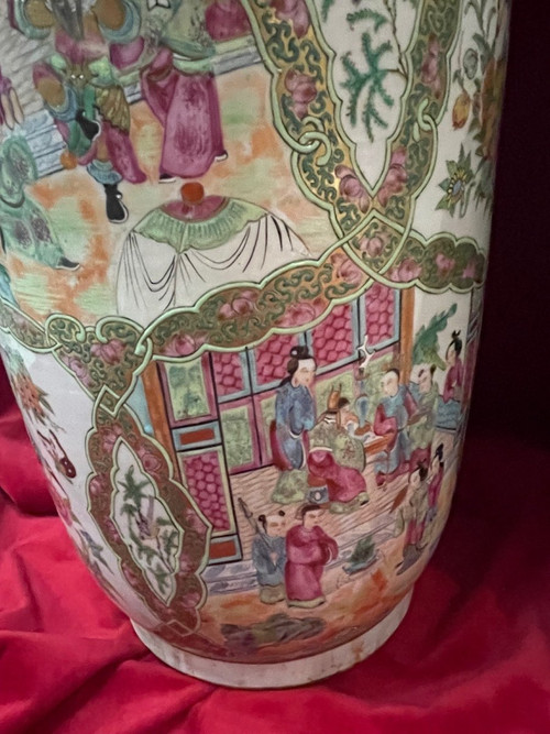Huge Pair Of Canton Porcelain Vases China 19th C