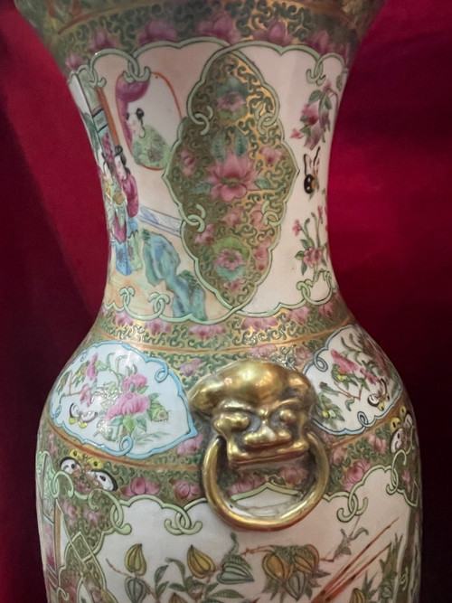 Huge Pair Of Canton Porcelain Vases China 19th C