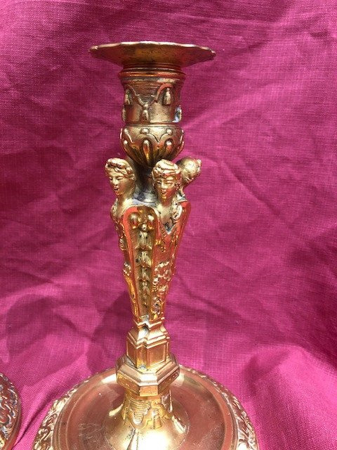 Pair Of Torches Bronze Gilt Napoleon III