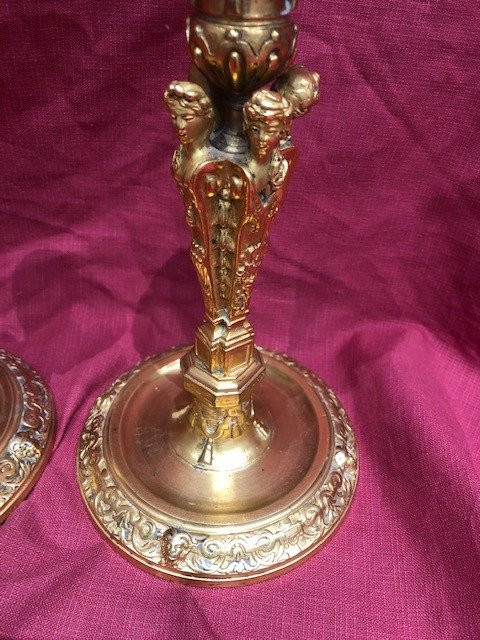 Pair Of Torches Bronze Gilt Napoleon III