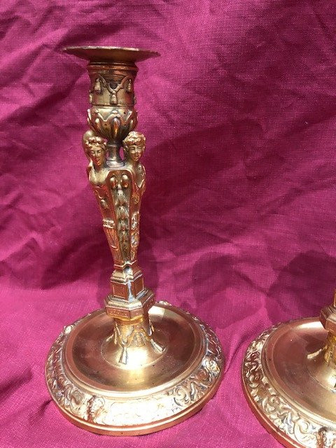 Pair Of Torches Bronze Gilt Napoleon III