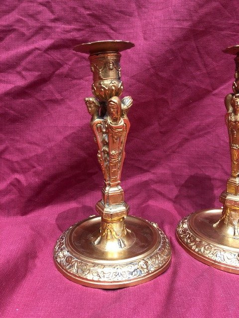 Pair Of Torches Bronze Gilt Napoleon III
