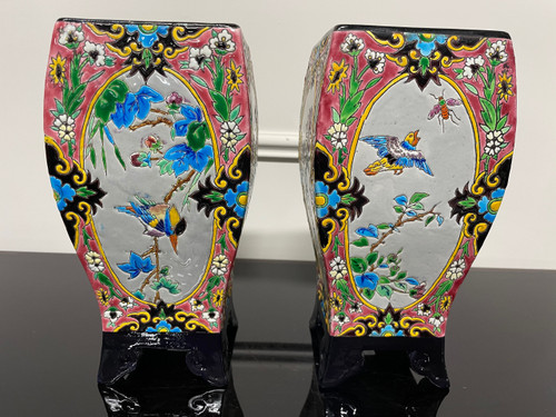 Bordeaux Vieillard - Pair Of Japanese Caranza Cloisonne Enamel Vases