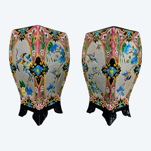 Bordeaux Vieillard - Pair Of Japanese Caranza Cloisonne Enamel Vases