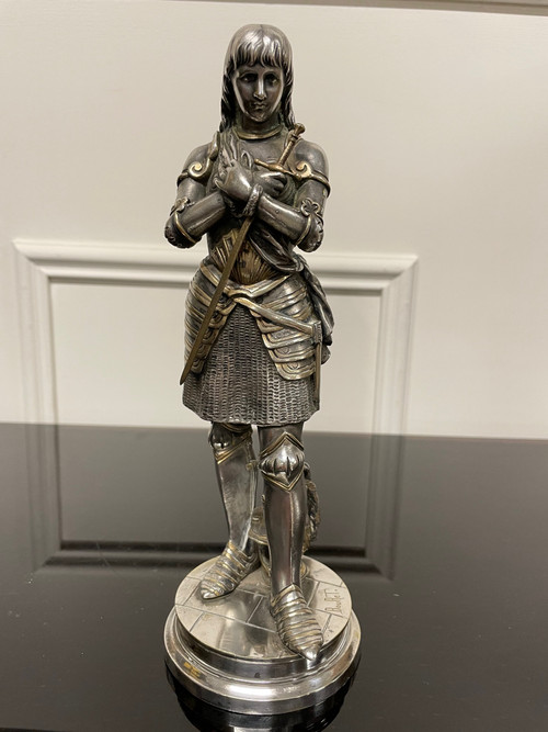Eutrope Bouret (1833-1906) - Joan of Arc In Silver Bronze Armor