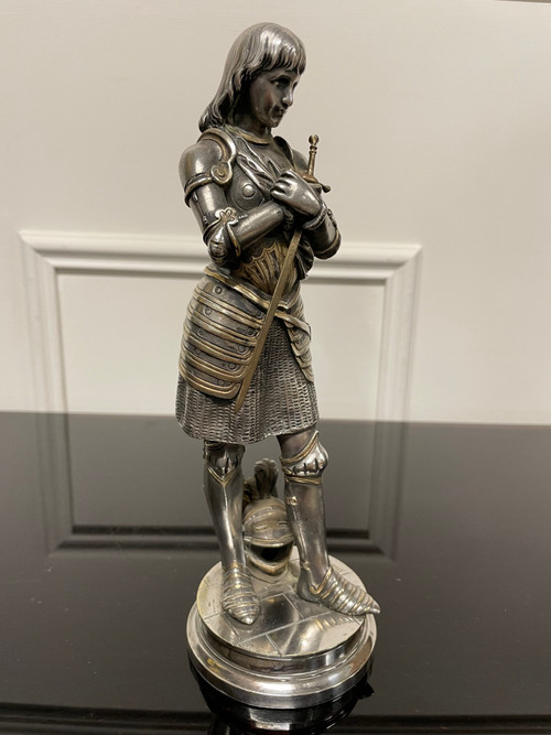 Eutrope Bouret (1833-1906) - Joan of Arc In Silver Bronze Armor