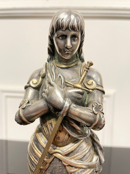 Eutrope Bouret (1833-1906) - Joan of Arc In Silver Bronze Armor