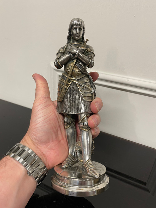 Eutrope Bouret (1833-1906) - Joan of Arc In Silver Bronze Armor