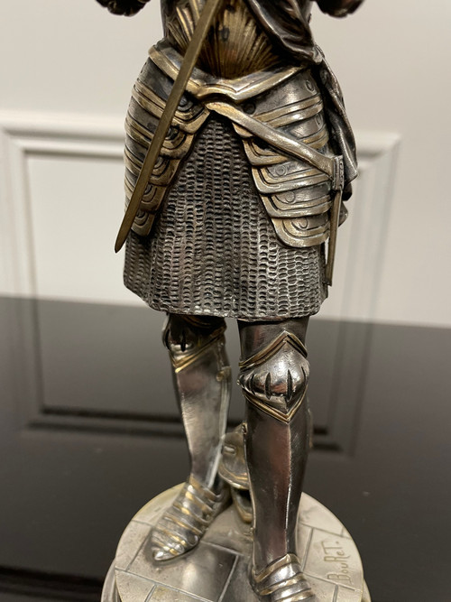 Eutrope Bouret (1833-1906) - Joan of Arc In Silver Bronze Armor
