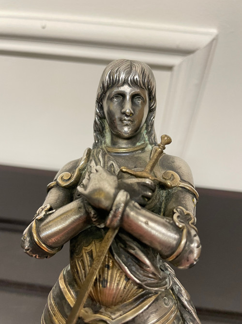 Eutrope Bouret (1833-1906) - Joan of Arc In Silver Bronze Armor