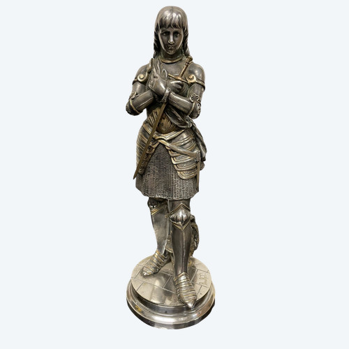 Eutrope Bouret (1833-1906) - Joan of Arc In Silver Bronze Armor