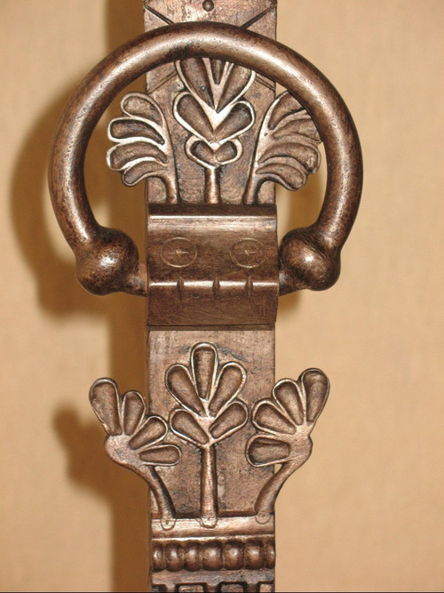 Pair of fireplace landier andirons decorated with fantastic animals, 20th century