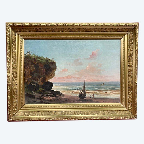 Tableau Marine XIX ème Huile Sur Panneau