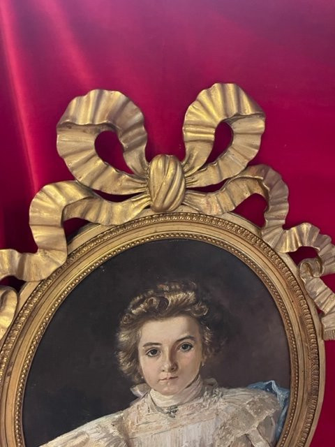Ölgemälde Porträt Junge Frau im Stil Louis XVI XIX.