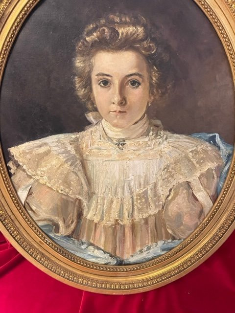 Ölgemälde Porträt Junge Frau im Stil Louis XVI XIX.