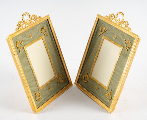 A pair of late 19th century gilt bronze photo frames
