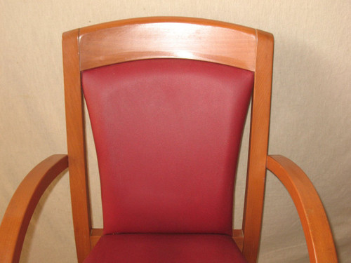 Set of 4 designer bridge armchairs from the 50s and 60s in honey-stained curved beech