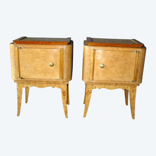 Pair of bedside tables in Norwegian birch, 1940-50