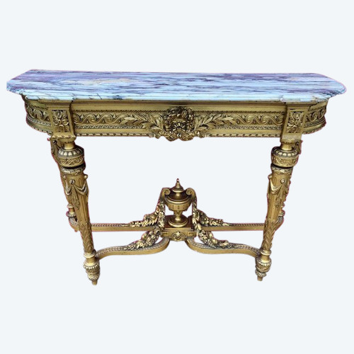 IMPOSANTE Console En Bois Dore  Epoque Napoleon III