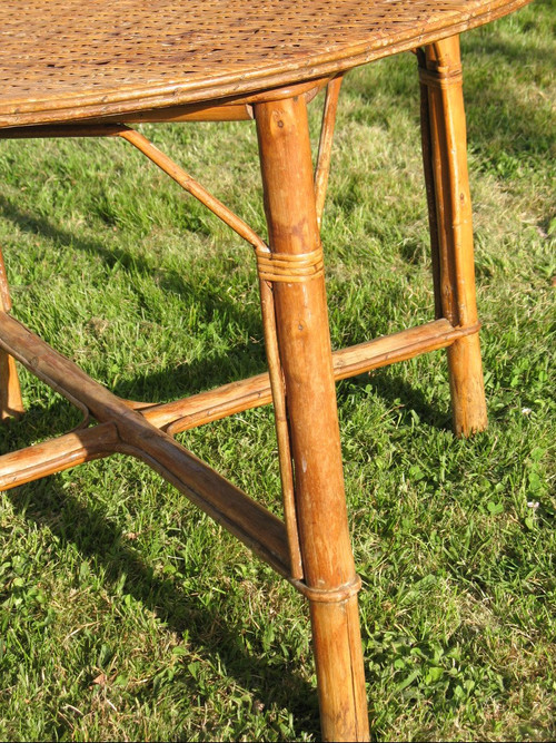 Large mid-20th century rattan garden table