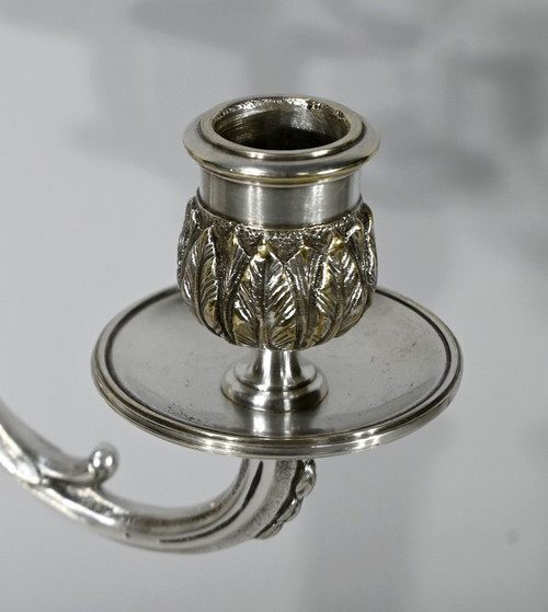 Coppia di Candelieri in Bronzo Argentato - Fine XIX Secolo
