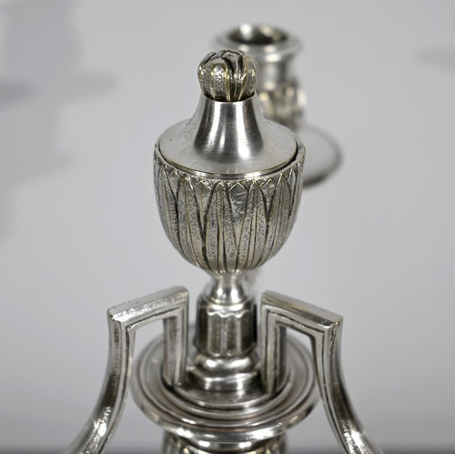 Coppia di Candelieri in Bronzo Argentato - Fine XIX Secolo