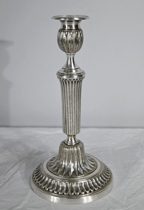 Coppia di Candelieri in Bronzo Argentato - Fine XIX Secolo