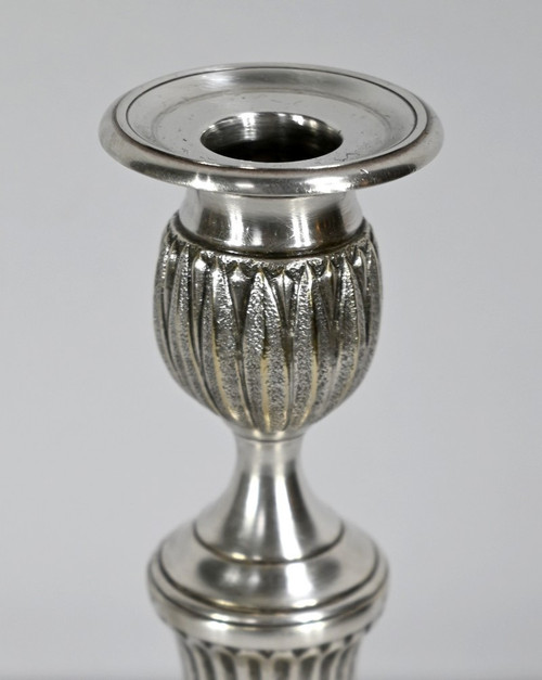 Coppia di Candelieri in Bronzo Argentato - Fine XIX Secolo