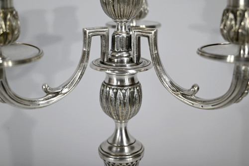 Coppia di Candelieri in Bronzo Argentato - Fine XIX Secolo