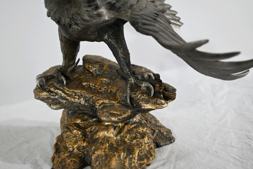Sculpture en Étain « Bald Eagle », signée P.Brunelle – XXe