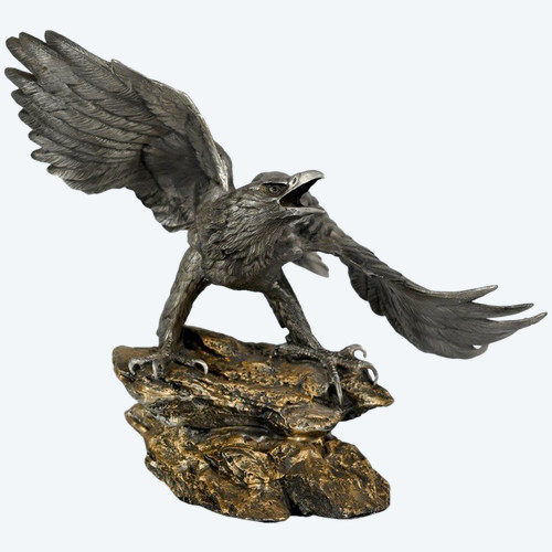 Zinnskulptur „Weißkopfseeadler“, signiert P.Brunelle – 20. Jahrhundert