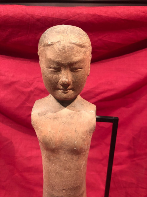Chine Epoque Han Statuette Stickman Terre Cuite