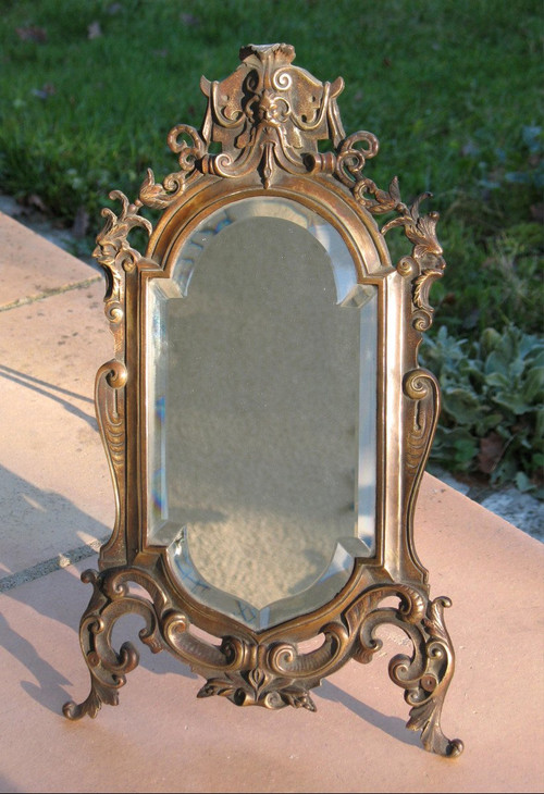 Table or wall mirror in patinated bronze, Renaissance style, 19th century