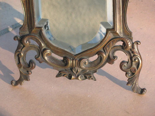 Table or wall mirror in patinated bronze, Renaissance style, 19th century