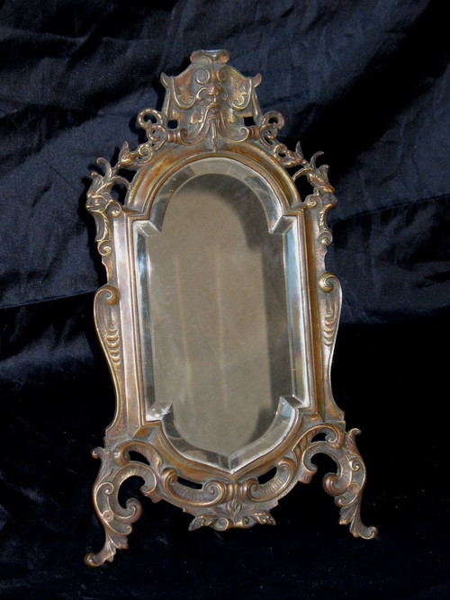 Table or wall mirror in patinated bronze, Renaissance style, 19th century