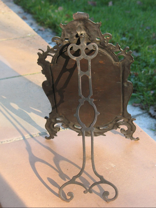 Table or wall mirror in patinated bronze, Renaissance style, 19th century