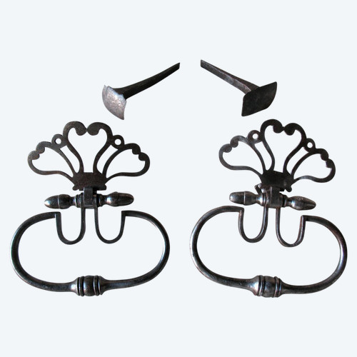Pair of 18th century wrought iron door knockers