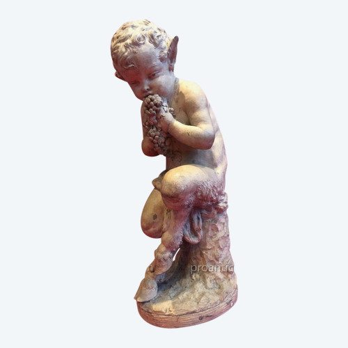 Sculpture Satyre En Terre Cuite