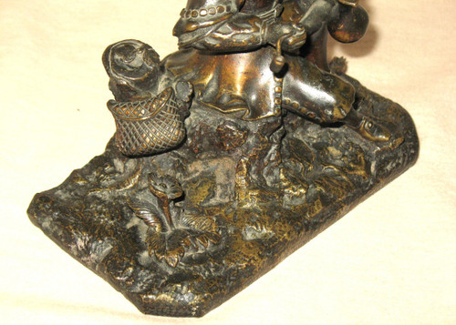 Cacciatore a riposo medaglia in bronzo patinato del XIX secolo