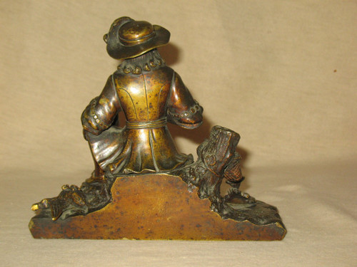 Cacciatore a riposo medaglia in bronzo patinato del XIX secolo
