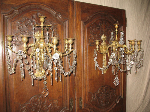 Coppia di appliques in ormù a 6 luci in stile Luigi XVI del XIX secolo