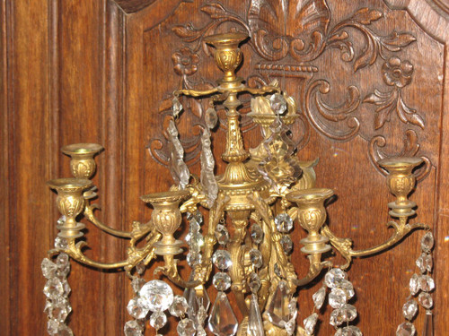 Coppia di appliques in ormù a 6 luci in stile Luigi XVI del XIX secolo