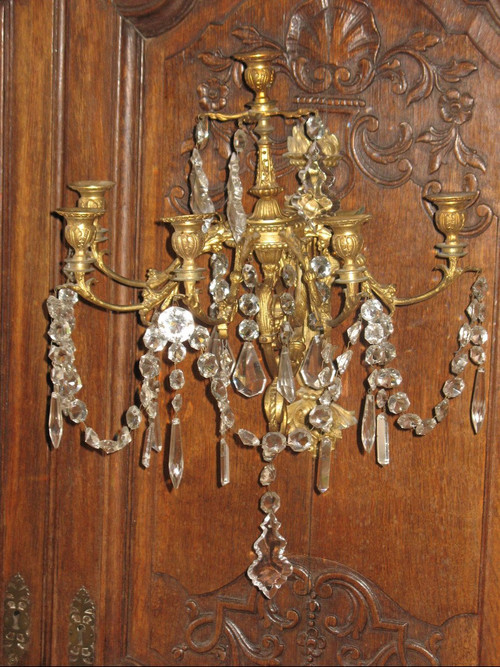 Coppia di appliques in ormù a 6 luci in stile Luigi XVI del XIX secolo