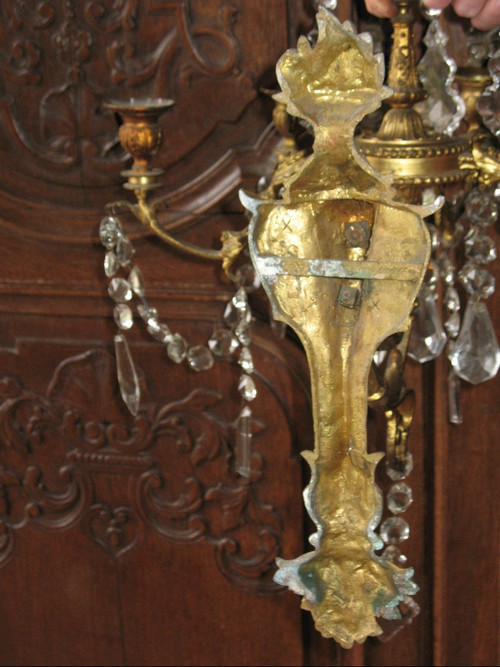 Coppia di appliques in ormù a 6 luci in stile Luigi XVI del XIX secolo
